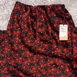 Nordstrom Red and Black Floral Maxi Skirt